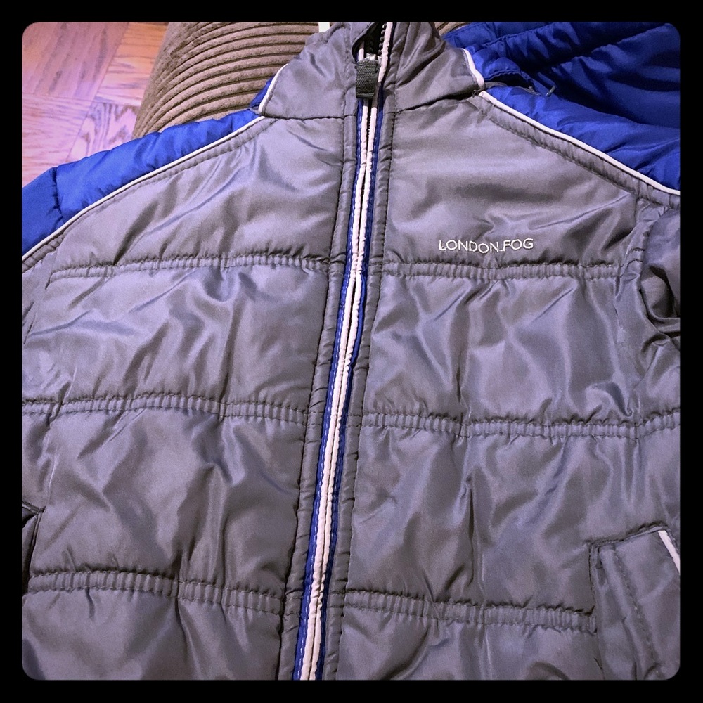 Boys London fog blue and grey coat